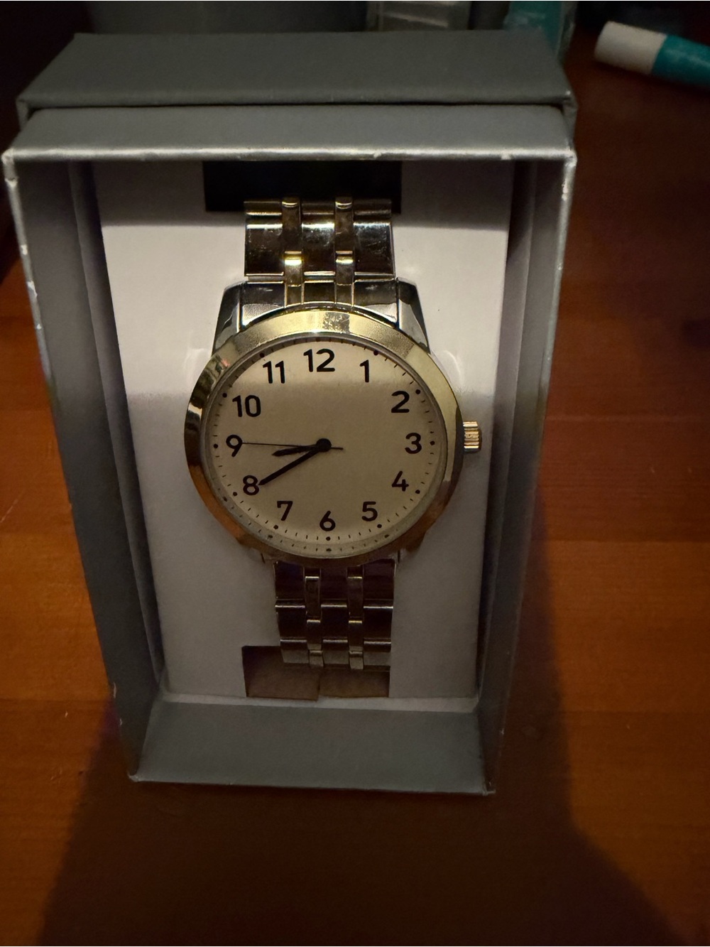 Time and Tru Men's Gold-Tone Bracelet Watch with Cream Dial